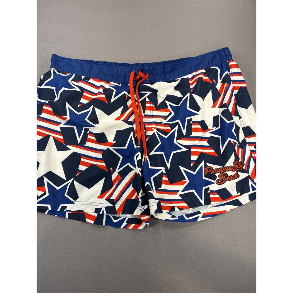 American Crown Swim Trunks 3XL Patriotic Stars Red White Blue Mesh Lining Cut